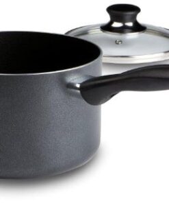 T-fal Specialty Nonstick Handy Pot with Glass Lid 3 Quart Oven Safe 350F Cookware, Pots and Pans, Dishwasher Safe Black Aluminum 18 41Q82QwoL