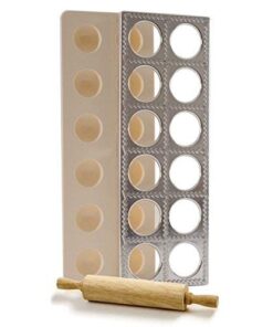 Norpro 3 Piece Ravioli Maker and Press Set with Rolling Pin, Large, White and silver 19 41QSgpRhoLL