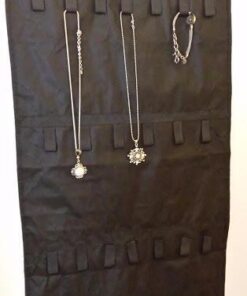 Hanging Jewelry Organizer, Dual Sided Closet Organizers, Earrings Bracelet Necklace Socks Pantyhose Storage Display Bag (Black (40 Pockets & 20 Hook-and-Loop Tabs)) Black (40 Pockets & 20 Hook-and-Loop Tabs) 24 41Qcb7KxvQL 1