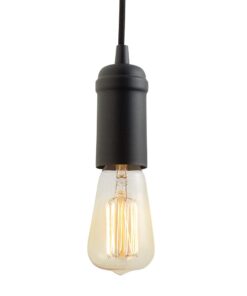 Alternative view of Edison 1-Light Plug-in Pendant, Matte Black, Black Woven Fabric Cord, in-Line On/Off Switch,65114