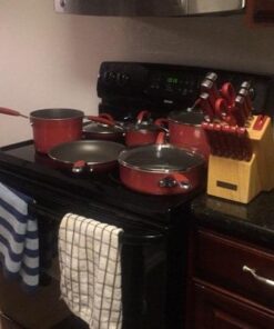 Rachael Ray Cucina Nonstick Cookware Pots and Pans Set, 12 Piece, Cranberry Red Cookware Set 54 41RY3JncsoL