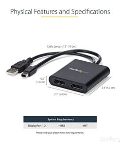 StarTech.com 2-Port Multi Monitor Adapter - Mini DisplayPort to 2x DisplayPort MST Hub - Dual 4K 30Hz - Video Splitter for Extended Desktop Mode on Windows PCs Only - mDP 1.2 to 2x DP (MSTMDP122DP) mDP to 2x DP 11 41RZIGTfGuS