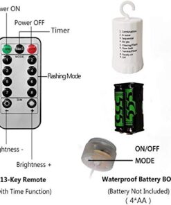 200LED Hanging Sphere Lights, Battery Operated Starburst Lights, 8 Modes Dimmable Remote Control, Waterproof Fairy Lights, Copper Wire Lights, Indoors Outdoors Christmas Decoration (Warm White) 1 Pack Warm White 25 41STpSn78FL