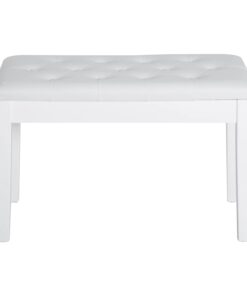 HOMCOM Piano Bench, Duet Piano Chair with Faux Leather Padded Cushion and Wooden Frame, Button Tufted Keyboard Bench, White Country White 40 41SvKgDV5YL