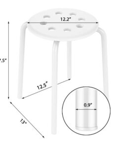 Yaheetech Plastic Bar Stools Flexible Seating Backless Barstools Dining Chairs Stack Nesting Stools, 17.3inches Height White Pack of 5 11 41TenbMh5YL