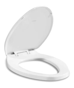 WSSROGY Elongated Toilet Seat with Lid, Quiet Close, Fits Standard Elongated or Oblong Toilets, Slow Close Seat and Cover, Oval, White 20 41Tf NoSsfL