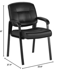 Amazon Basics Classic Faux Leather Office Desk Guest Chair with Metal Frame, Black, 27.4D x 23.6W x 35.8H in 27 41TyrITt14L