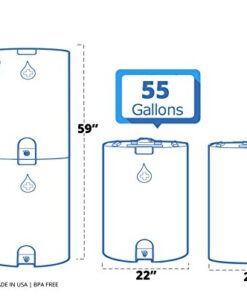 Blue 55 Gallon Water Storage Tank by WaterPrepared - Emergency Water Barrel Container with Spigot for Emergency Disaster Preparedness - Stackable- Includes 5 Year Water Treatment 11 41U0DlrPiwL