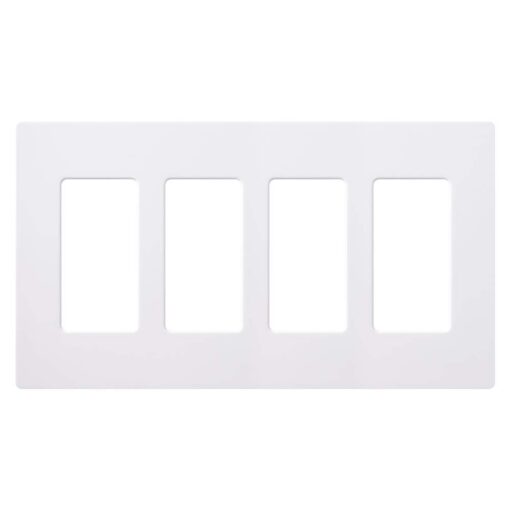 Lutron Claro 4 Gang Decorator/Rocker Wallplate, Gloss, White (1-Pack) | CW-4-WH 1 Pack