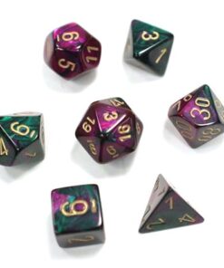 Alternative view of Chessex Polyhedral 7-Die Gemini Dice Set - Green & Purple with Gold CHX-26434