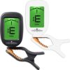 Guitar Tuner (2 Pack) for Acoustic Guitars, Violin, Ukulele (Uke), Bass, Mandolin, Banjo - (Black + White) - Premium Accessories by Nordic Essentials™ - Lifetime Warranty Black + White 48 41VUlGcX81L