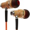 Symphonized NRG 2.0 Wood Earbuds Wired, in Ear Headphones with Microphone for Computer & Laptop, Noise Isolating Earphones for Cell Phone, Ear Buds with Booming Bass (Orange) Orange