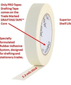 ProTapes Pro Drafting Flatback Paper Masking Tape specially formulated with a low tack adhesive system designed for the drafting and stationary trades, 60 yds Length x 1/2" Width (Pack of 1) 4 41W7z2GMRwL