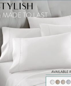 Danjor Linens King Size Sheets Set - 6 Piece Set Including 4 Pillowcases - Deep Pockets - Breathable, Soft Bed Sheets - Wrinkle Free - Machine Washable - White King Bed Sheets - 6 pc 29 41WUVTEBVrL