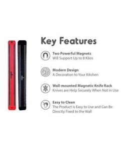 SiliSlick 12”/30.5cm Magnetic Knife Bar - Organize Kitchen Knives, Tool Holder, Utensil Organizer, Storage Rack 1 Red 15 41WZdA42vGL