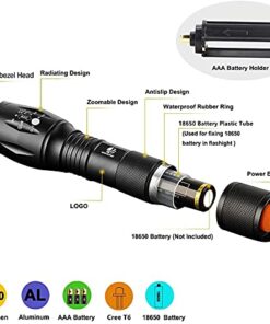 yIFeNG Tactical Flashlight Led Flashlight High Lumens S1000 - XML T6 Upgraded Flash Light Ultra Bright with Zoomable 5 Modes, Camping Accessories for Outdoor Emergency Gear (2 Pack) 2 Pack 36 41WcS03NVS