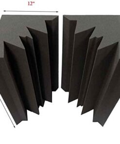 Set of 4 - Acoustic Foam Acoustic Studio Soundproofing Corner Wall 12" X 12" X 24" - Color: Charcoal 7 41XSyKej6ML
