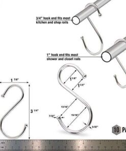 Pro Chef Kitchen Tools Round S Hooks - Kitchen Pot Racks Hook 10 Pack Set - Heavy Duty S Shaped Clothing Hangers - Fits Utensil Organizer Rack Hanger Bar - Outdoor Garage Home Storage Organization 25 41XYhdaj9L