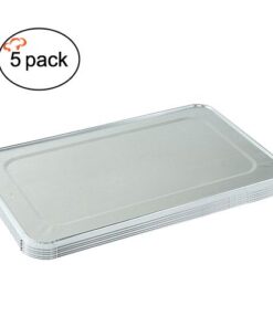 Tiger Chef 5-Pack Durable Aluminum Foil Steam Table Pans Full Size Lids, Disposable 21 x 13 inches 21" x 13" 5 41XxaETowiL