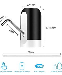 LECIEL Water Pump Dispenser, Automatic Drinking Water Bottle Pump for 5 Gallon Water Bottle Dispenser USB Charging Portable Water Dispenser (Black) Black 13 41ZnmxPr L