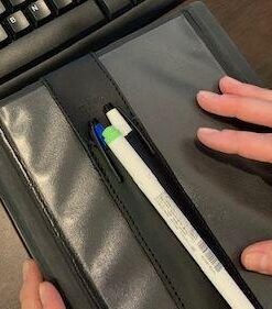 QUIVER Pen Holder for Notebook, Double Pen Holder, Full Grain Leather, Elastic, Reusable, Non-Adhesive, Fits A5 Notebooks, Journals, Planners, and Tablet Cases 8-8.5 Inches (20.3-21.5 cm) Tall 14 41Zrkgd8gYL