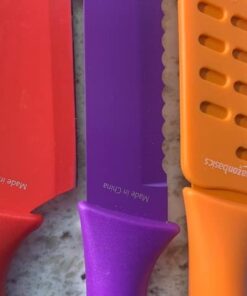 Amazon Basics Color-Coded Kitchen 12-Piece Knife Set, 6 Knives with 6 Blade Guards, Multicolor, 13.88 x 4.13 x 1.38 inch 31 41ahNEQn6AL
