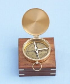 Hampton Nautical Solid Brass Gentlemen's Compass with Rosewood Box, 4", Brass 21 41b0kesJsEL