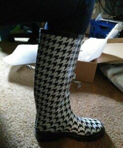 Sunville Women's Mid Calf Waterproof Rubber Garden Rainboots 6 Houndstooth 10 41bSpFN0drL