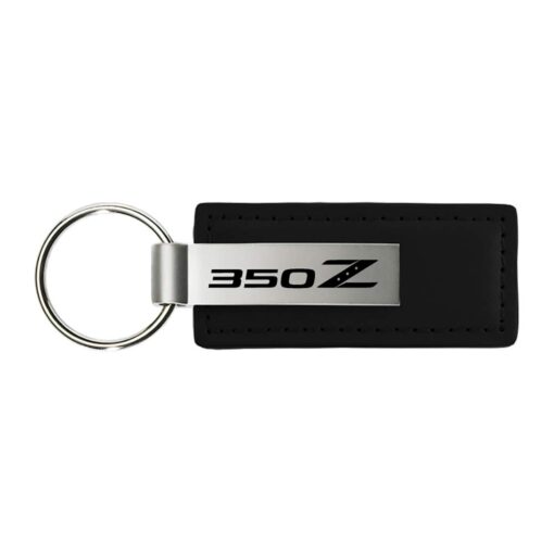 Au-TOMOTIVE GOLD Compatible Keychain and Keyring for Nissan 350z [KC1540.350] - Premium Black Leather