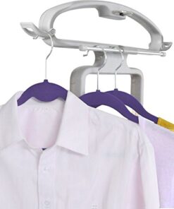 SALAV GS45-DJ Professional Upright Garment Steamer with Roll Wheels, Retractable Power Cord, Multi-Function Extra Wide Hanger, Foot Pedal Step On Control, Hanger Clips, Pants Press, Fabric Brush, & Mini Ironing Paddle, 1500 watts, Silver 23 41bfS7VwYL