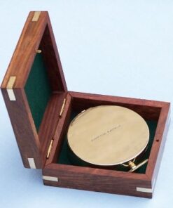 Hampton Nautical Solid Brass Gentlemen's Compass with Rosewood Box, 4", Brass 20 41blYZVK6bL
