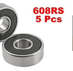 Alternative view of uxcell a11111600ux0002 5 Pcs 608RS 8 x 22 x 7mm Shield Deep Groove Ball Bearings