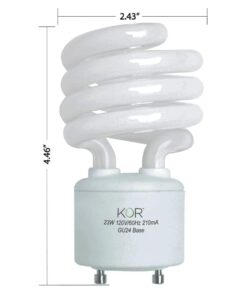 KOR (Pack of 4) 23 Watt Mini Spiral - GU24 Base - (100W Equivalent) - T2 Mini-Twist - CFL Light Bulb (Bright White (5000K)) Bright White (5000k) 12 41bvom4VdIL