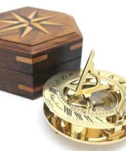 Alternative view of Nautical Solid Brass Round Sundial Compass with Design Rosewood Box, Brass Rustic Vintage Home Decor Gifts