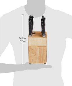 Amazon Basics 9-Piece Premium Kitchen High-Carbon Stainless-Steel Blades with Pine Wood Knife Block Set, Black Traditional Handle Design 20 41cWd6SkWdL