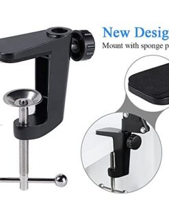 Eastshining Upgraded Adjustable Microphone Suspension Boom Scissor Arm Stand with Shock Mount Mic Clip Holder 3/8'' to 5/8'' Screw Adapter -for Blue Yeti, Snowball & Other Microphones stand with adapter 29 41cWtQ7HcoL