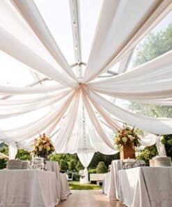 120" Wide (10ft Wide) x 120 Yards Roll -Ivory/Off-White Sheer Voile Chiffon Fabric - SEDONA DESIGNZ Brand Perfect for Draping Panels and Masking for Weddings & Events 14 41caY537lVL