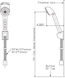 Dura Faucet DF-SA130-WT RV Economical Shower Head and 60-inch Hose Kit - Water-Saving Trickle Switch (White) Head and Hose Kit White 9 41cqA2KO3aS