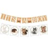 Woodland Creatures ITS A BOY Banner for Baby Shower + Fox, Raccoon, Rabbit, Bear, Squirrel and Porcupine/Animals Themed Decorations Fall Autumn Thanksgiving Banner Decoration 4 41csesy923L