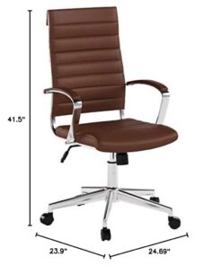 Amazon Basics High-Back Executive Swivel Office Desk Chair with Ribbed Puresoft Upholstery, Lumbar Support, Modern Style, 23.25"D x 24.75"W x 45.25"H, Brick Red 27 41d2evhlxWL