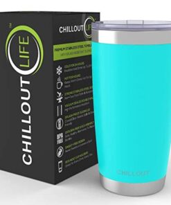 Alternative view of CHILLOUT LIFE 20 oz Stainless Steel Tumbler with Lid - Double Wall Vacuum Insulated Coffee Mug with Splash Proof Lid and Straw for Hot & Cold Drinks, Powder Coated Teal (1 Unit) 20oz (pack of 1) Aqua Blue