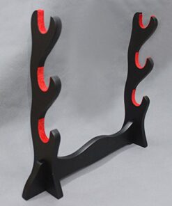 jiaoguo 3 Layer Padded Protect Japanese Samurai Sword Katana Wakizashi Tanto Stand Holder Display Rack Support for All Sword 9 41eY nFMb8L