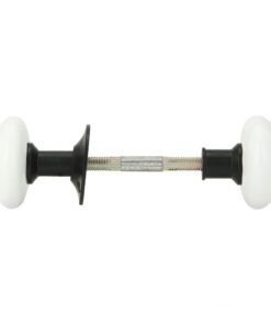 A29 Porcelain Rim Lock Knob Set, White Color, Black Powder Coat Stem 18 41frHULu27L