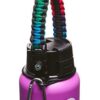 WaterFit Paracord Handle - Paracord Carrier Survival Strap Cord with Safety Ring and Carabiner Compatible with Hydro Flask Wide Mouth Water Bottles 12oz - 64 oz Rainbow/Compass 48 41gF52EqhXL