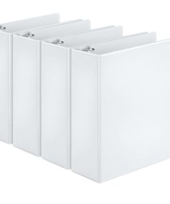 Cardinal Economy 3 Ring Binder, 3 Inch, Presentation View, White, Holds 625 Sheets, Nonstick, PVC Free, 4 Pack of Binders (00430) 3-Inch 15 41gMcSXewjL