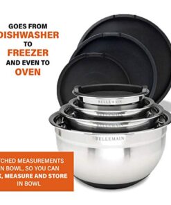 Bellemain Stainless Steel Non-Slip Mixing Bowls with Lids (4-Piece Set) 4 Piece Silver /Black 33 41hyQdUz86L