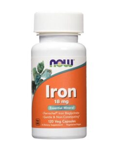 NOW Supplements, Iron 18 mg, Non-Constipating*, Essential Mineral, 120 Veg Capsules 30 41hzsjBBQ L
