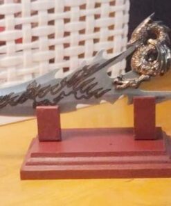 BladesUSA PK-2235 Fantasy Dragon Knife with Wood Display Stand, Silver, 7.5" 11 41ipkwFnATL