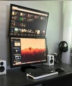 Alternative view of EZM Heavy-Duty Vertical Dual LCD Monitor Mount Stand Freestanding with Grommet Mount Option up to 27" (002-0014) 002-0014