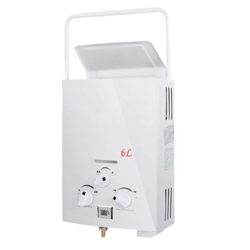 TC-Home Portable 6L Water Heater Tankless LPG 1.6 GPM Propane Gas Outdoor Digital Display Instant Hot Water Heater